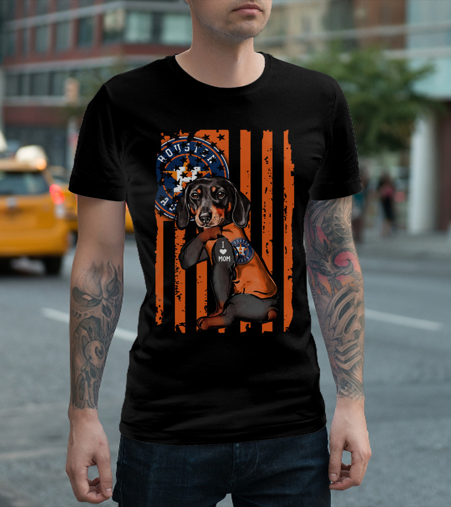 Houston Astros I Love Mom Dachshund T-Shirt