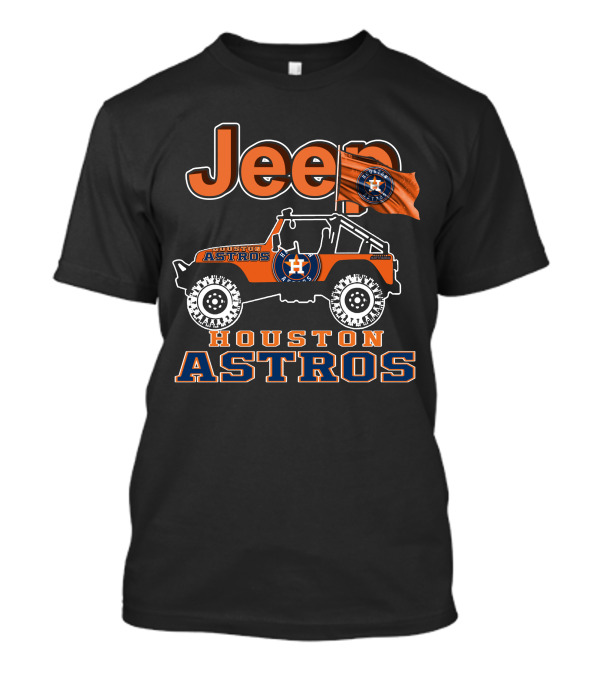 Jeep Houston Astros Off-Road Vehicle With Logo And Flag T-Shirt