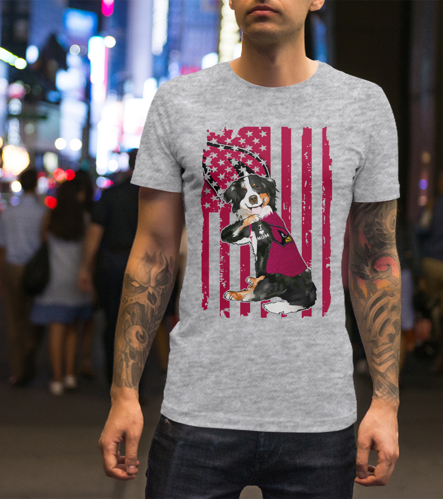 Border Collie I Love Mom Arizona Cardinals T-Shirt