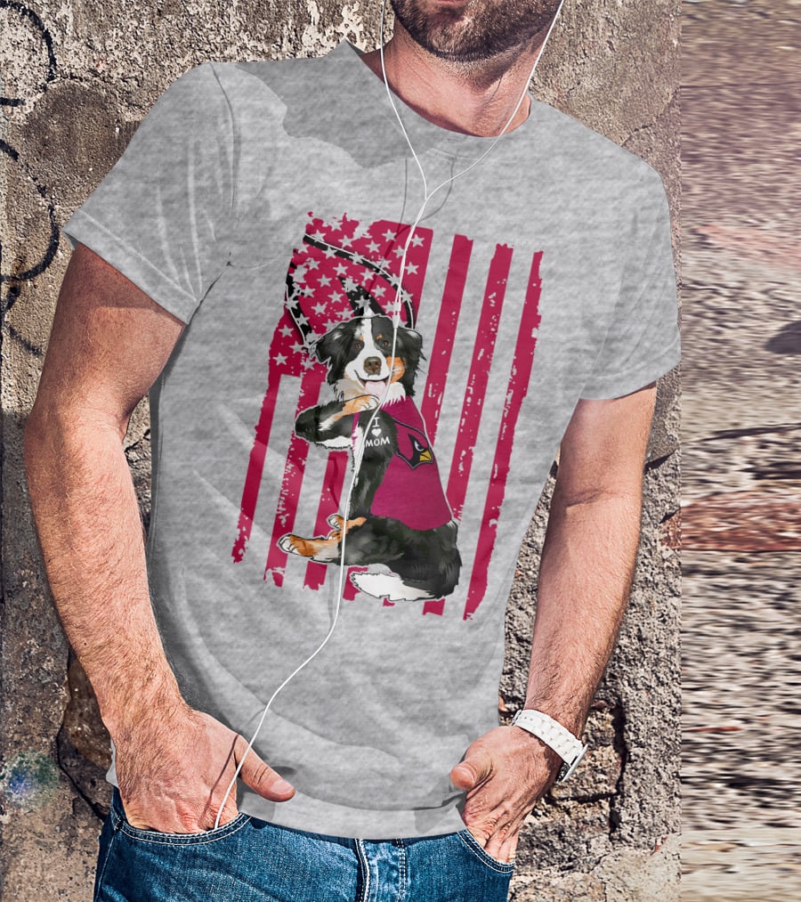 Border Collie I Love Mom Arizona Cardinals T-Shirt