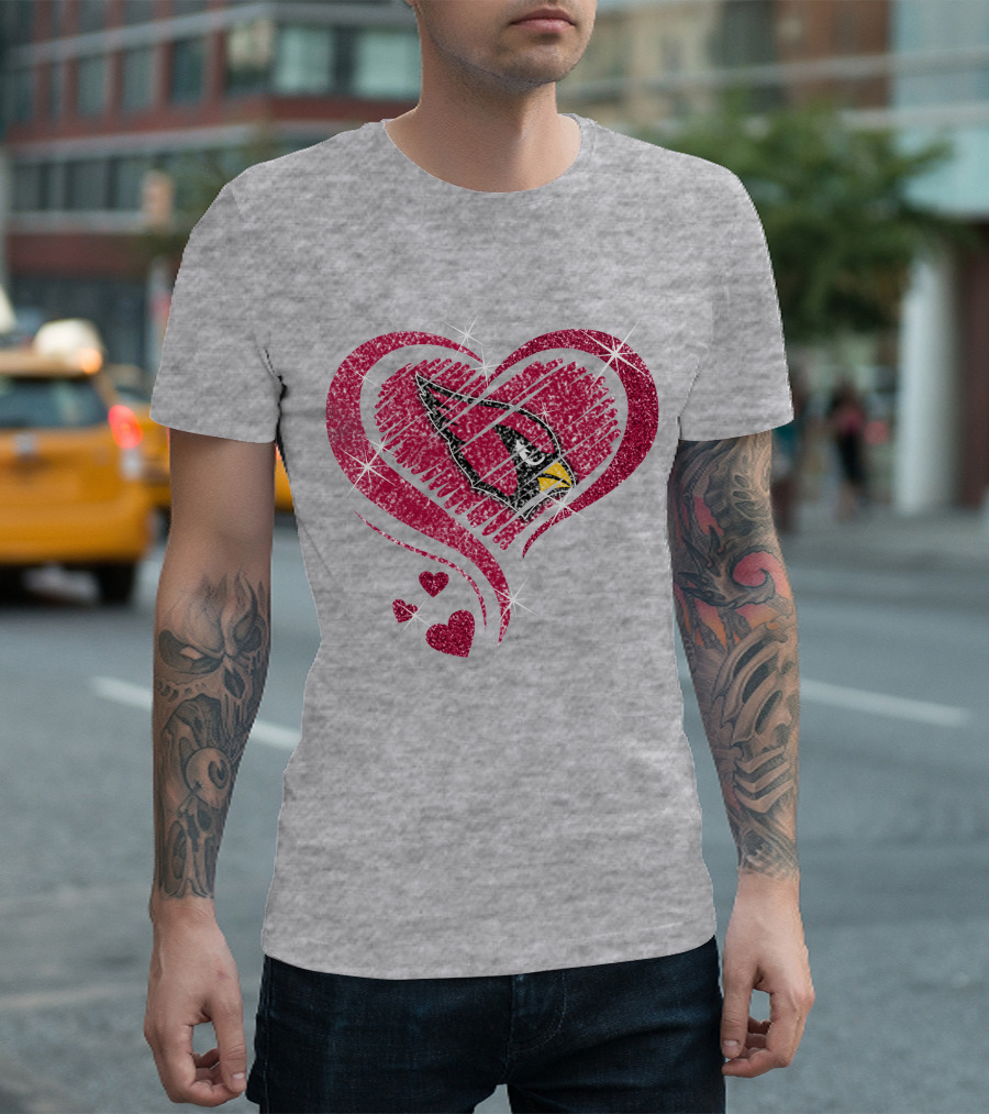 Heart Diamond Arizona Cardinals Sparkle Emblem T-Shirt
