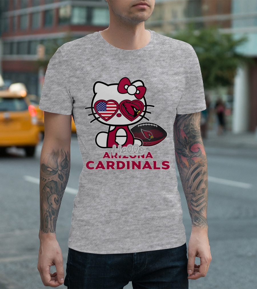 Hello Kitty Arizona Cardinals American Flag Football T-Shirt