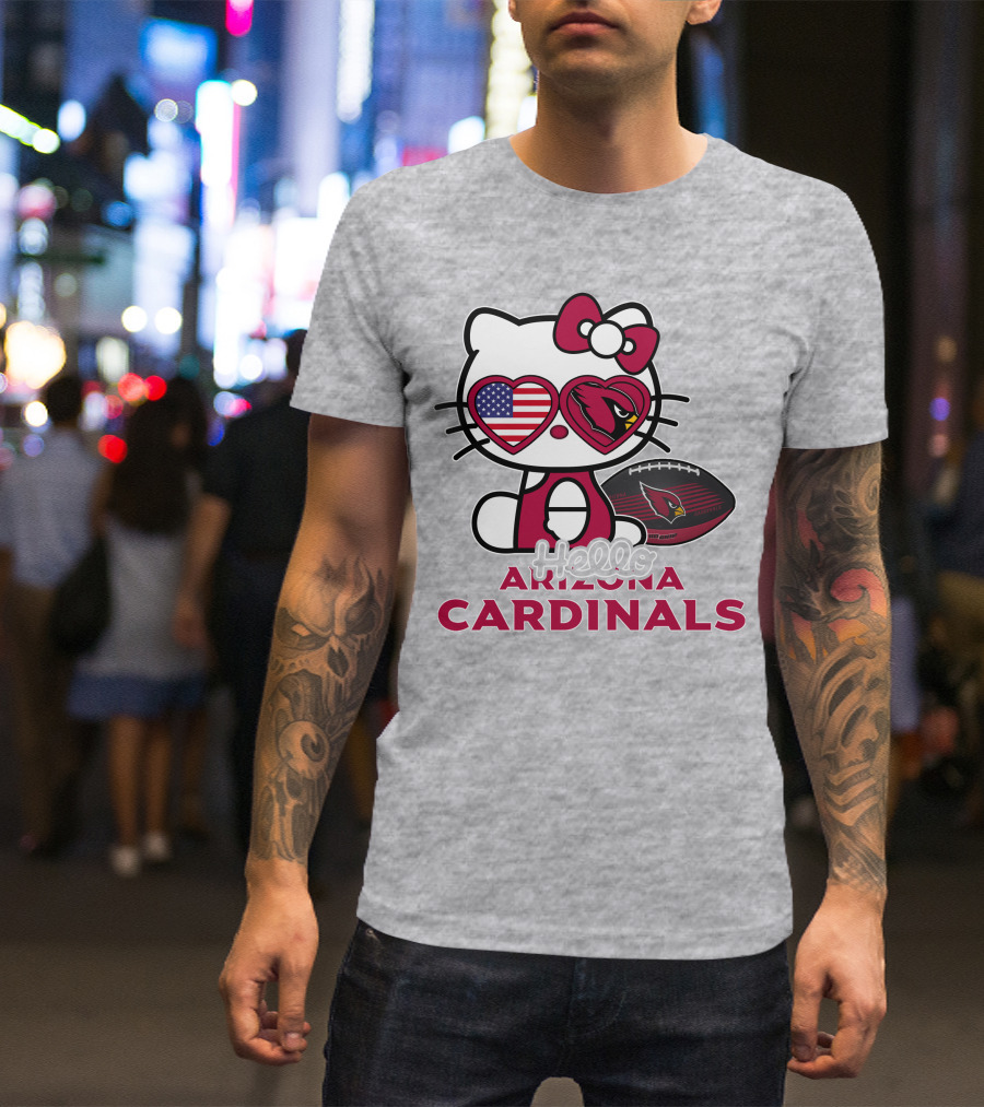 Hello Kitty Arizona Cardinals American Flag Football T-Shirt