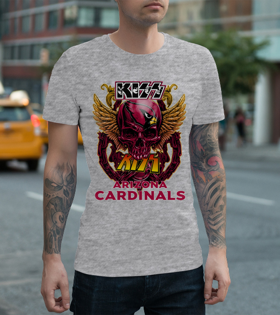 Kiss Arizona Cardinals Skull Wings T-Shirt