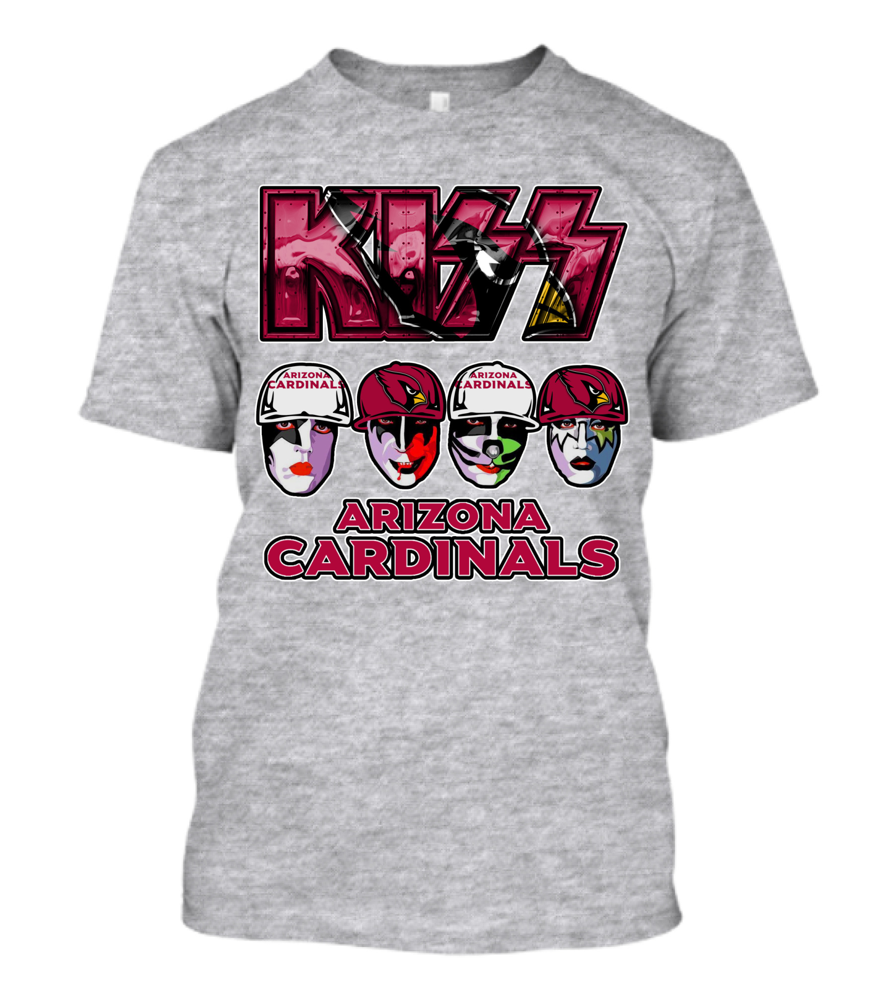 Kiss Arizona Cardinals Rock Band Helmet Faces T-Shirt