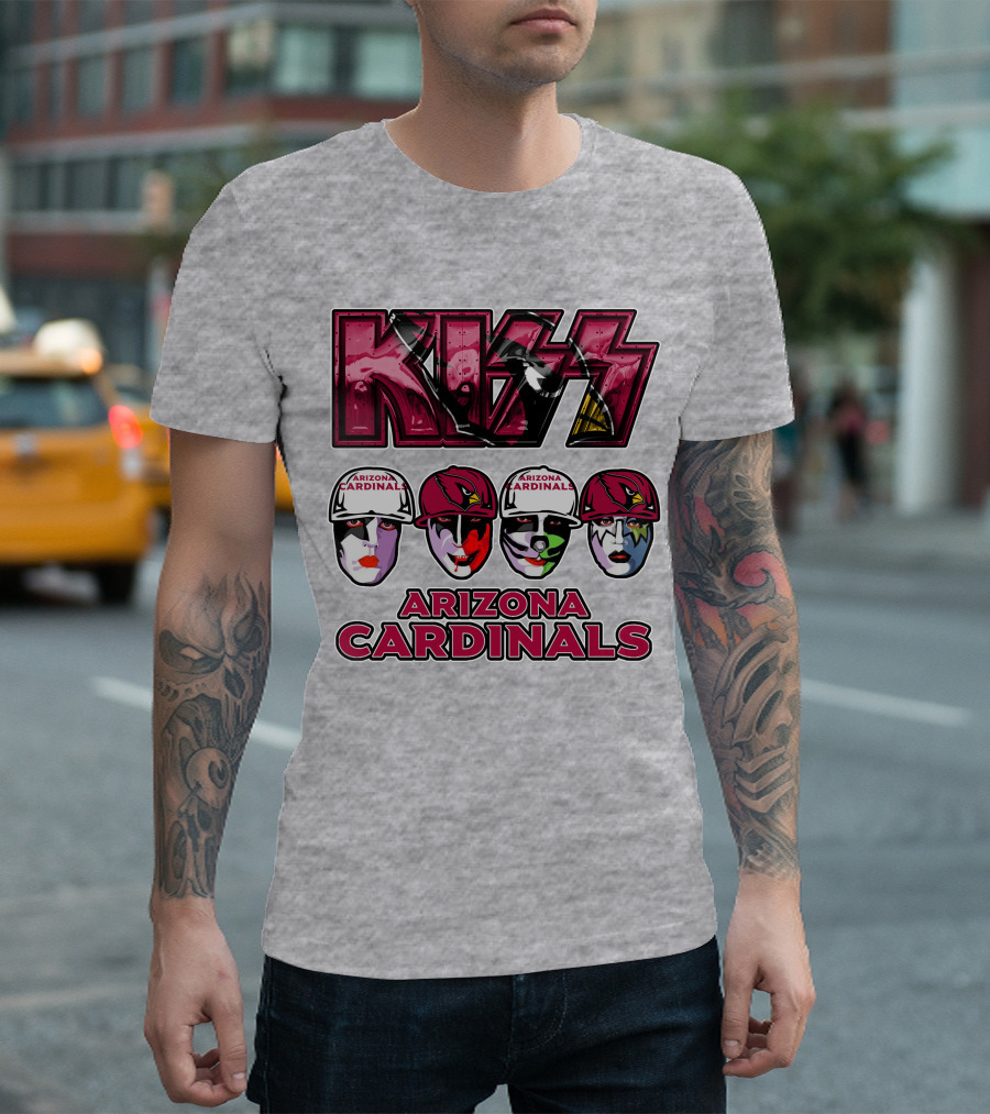 Kiss Arizona Cardinals Rock Band Helmet Faces T-Shirt