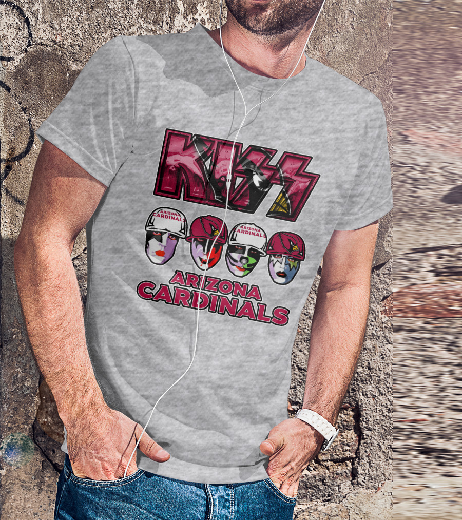 Kiss Arizona Cardinals Rock Band Helmet Faces T-Shirt