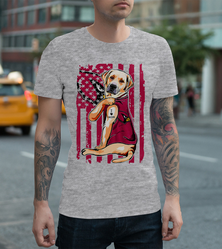 Labrador Retriever I Love Mom Arizona Cardinals Fan T-Shirt