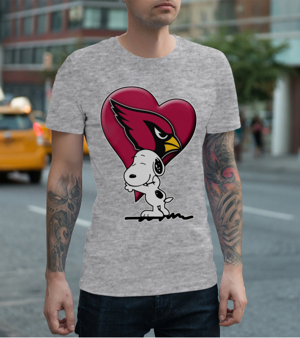 Snoopy Hugging Arizona Cardinals Heart T-Shirt