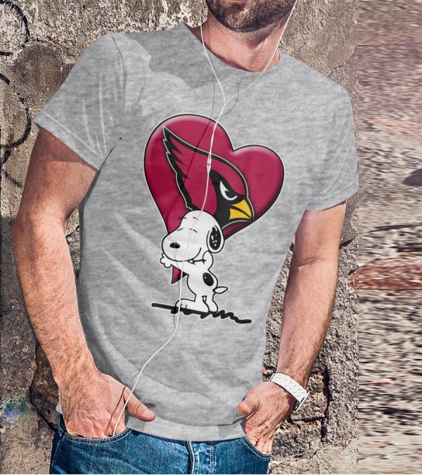 Snoopy Hugging Arizona Cardinals Heart T-Shirt