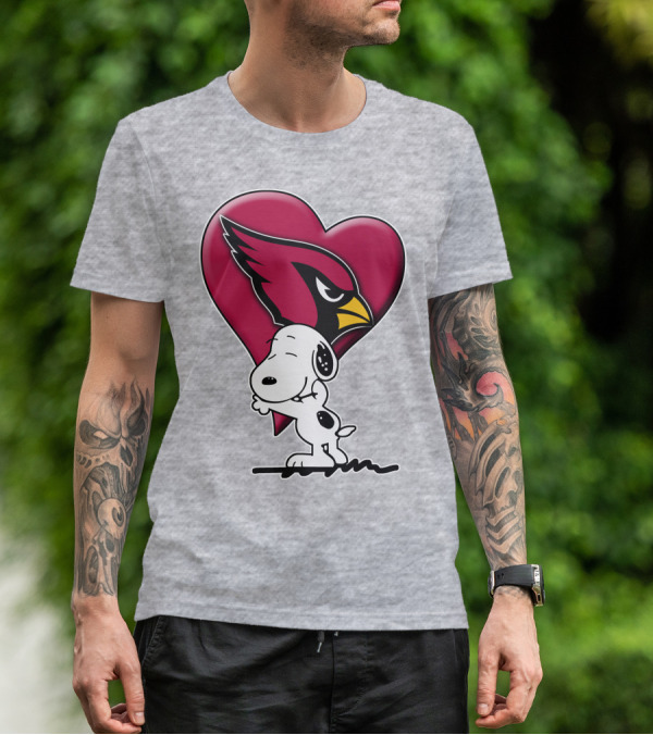Snoopy Hugging Arizona Cardinals Heart T-Shirt