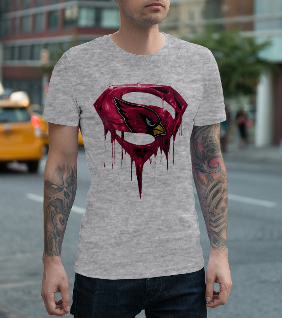 SPM Arizona Cardinals Dripping Super Hero Emblem T-Shirt
