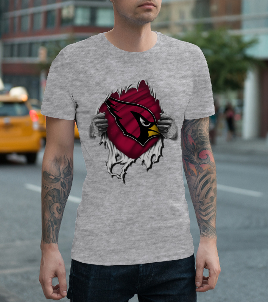 Torn Arizona Cardinals Logo Revealing Hidden Strength T-Shirt