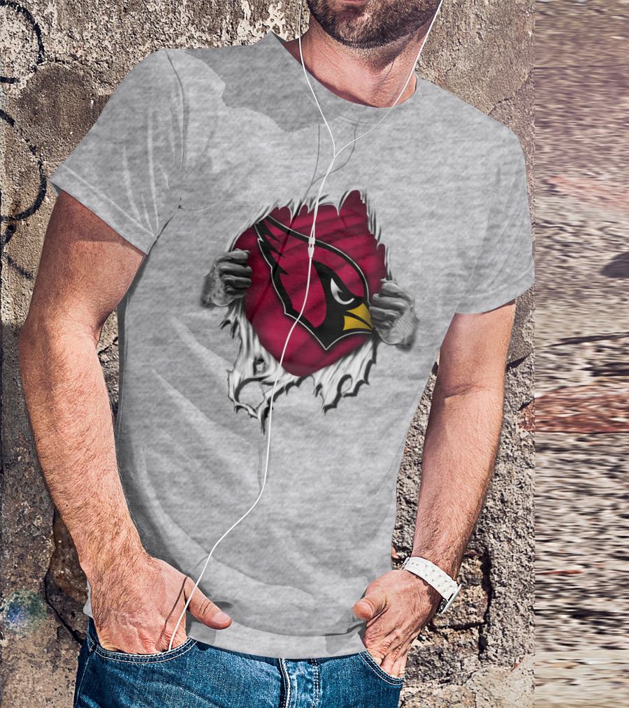 Torn Arizona Cardinals Logo Revealing Hidden Strength T-Shirt