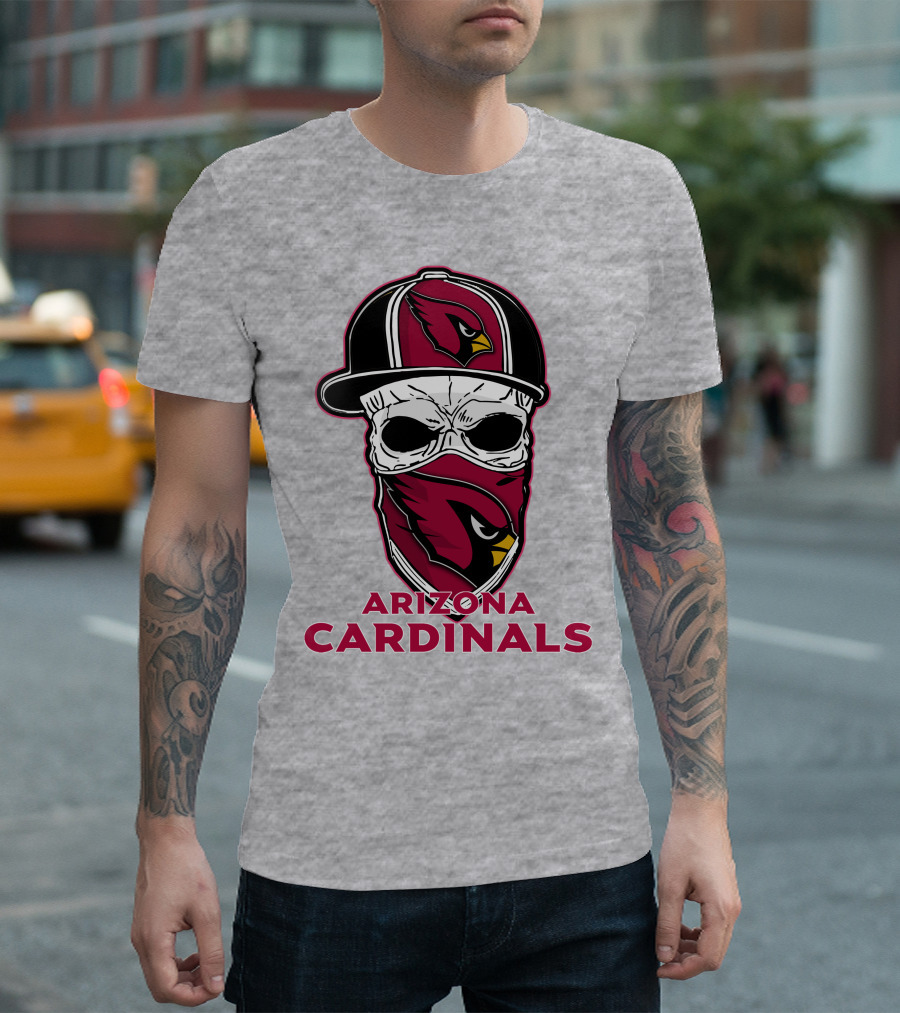 Arizona Cardinals Skull Hat T-Shirt