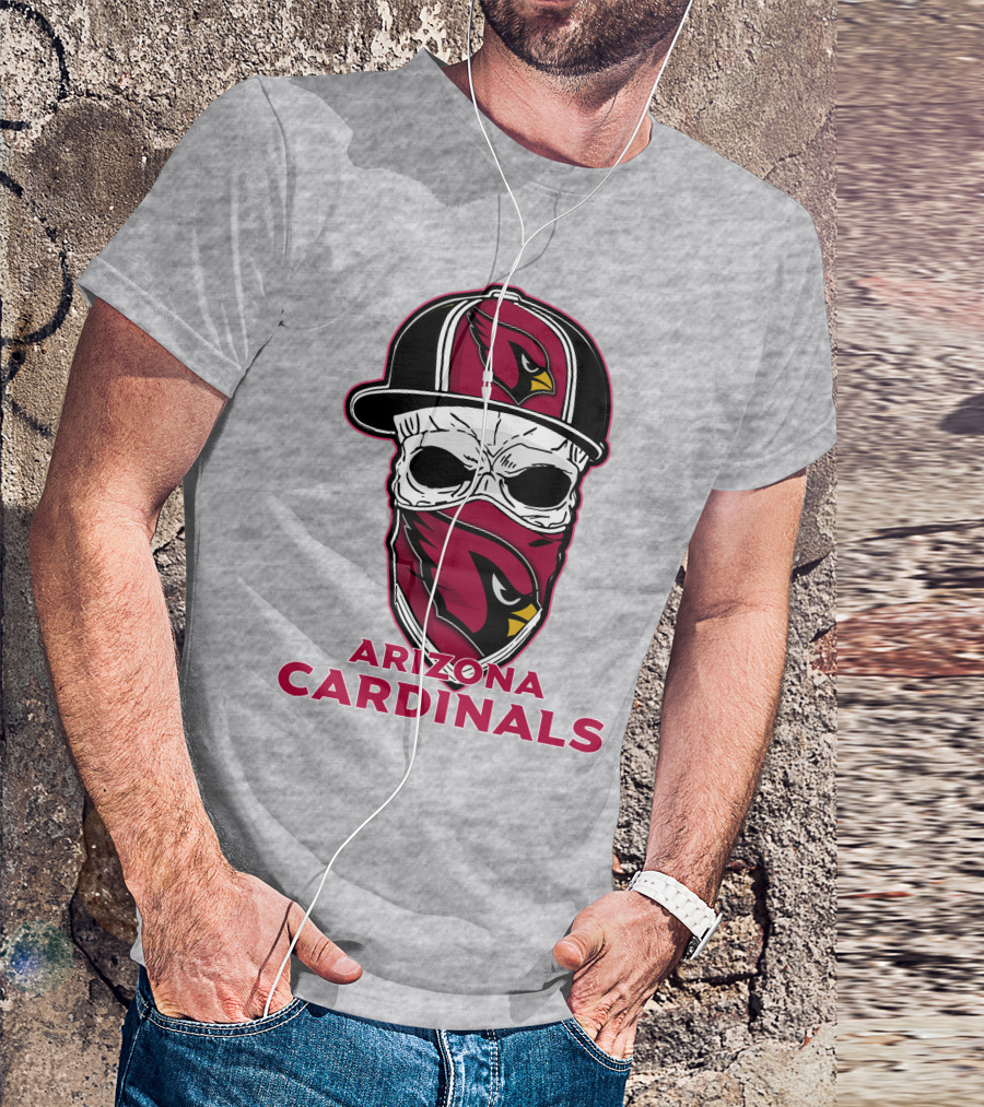 Arizona Cardinals Skull Hat T-Shirt