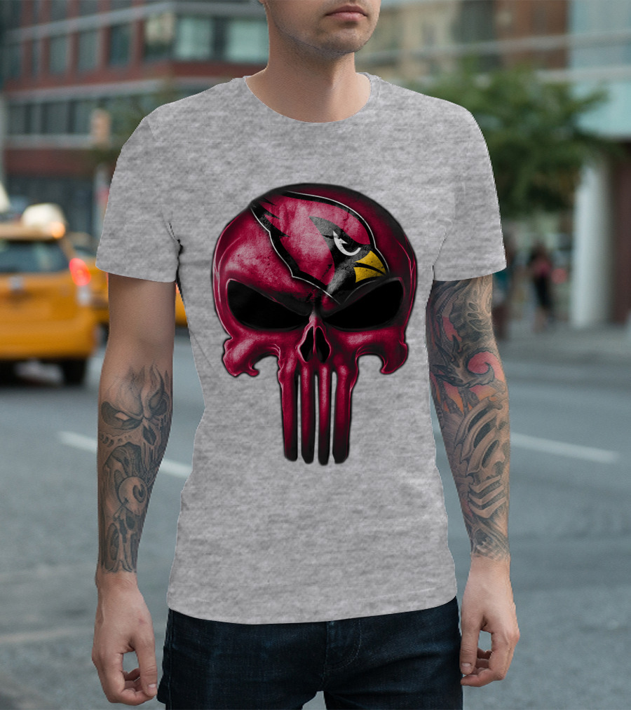 Skull Arizona Cardinals Logo Face T-Shirt