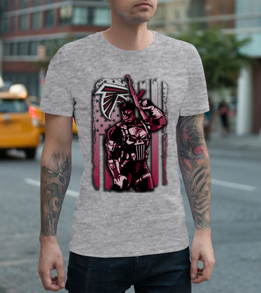 Atlanta Falcons Punisher Soldier American Flag T-Shirt