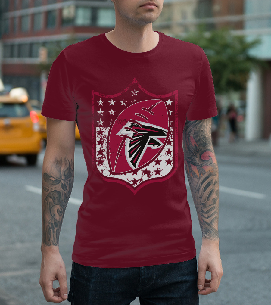 Atlanta Falcons Nfl Logo Shield 42 Red Football Stars T-Shirt