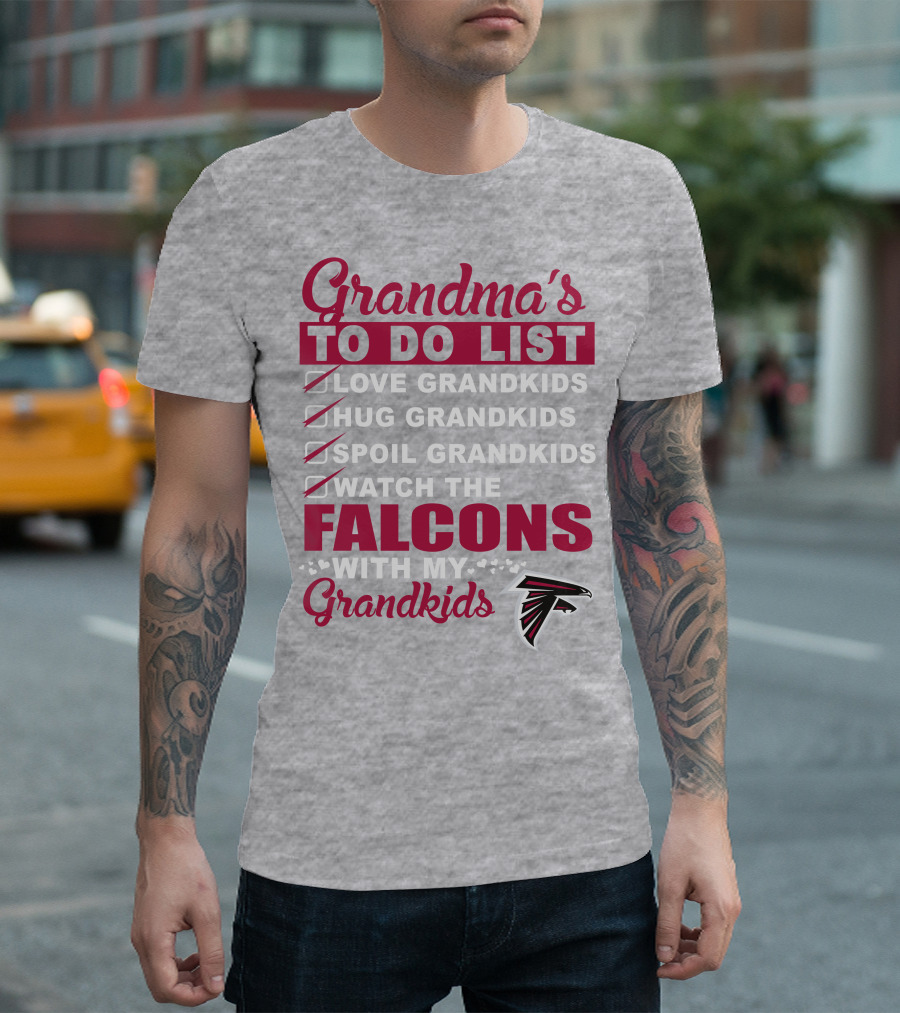 Grandma's To Do List Love Hug Spoil Watch The Falcons With My Grandkids T-Shirt