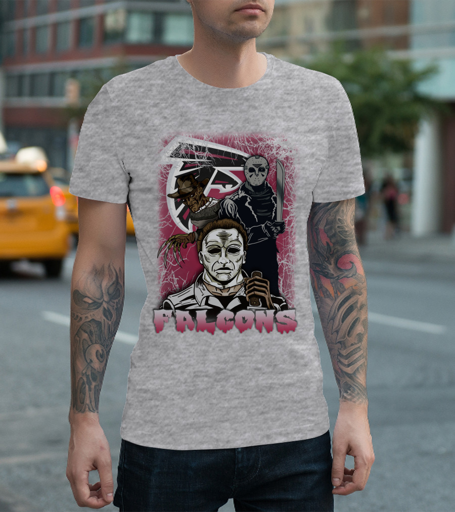 Atlanta Falcons Horror Villains Michael Myers Freddy Krueger Jason Voorhees T-Shirt