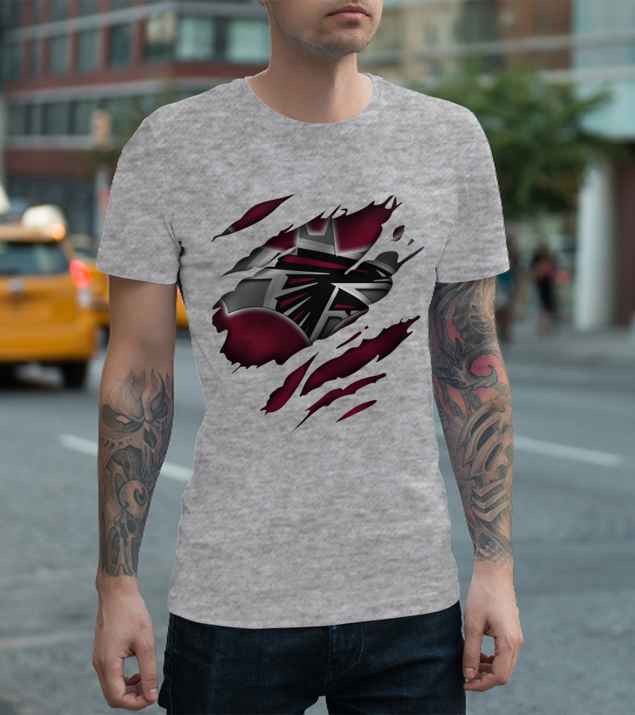 Atlanta Falcons Logo Ripped Claw Marks T-Shirt