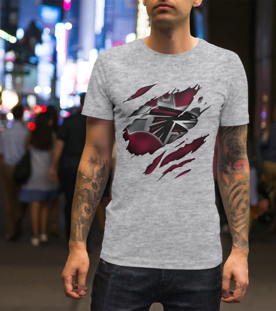 Atlanta Falcons Logo Ripped Claw Marks T-Shirt