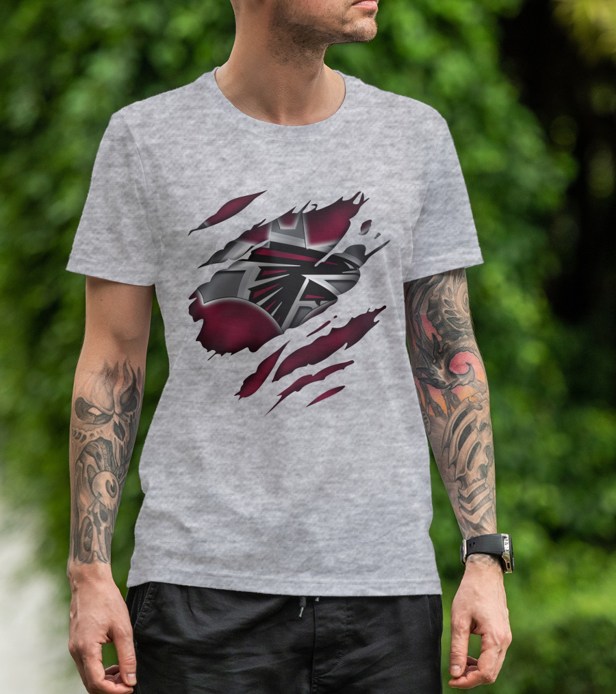 Atlanta Falcons Logo Ripped Claw Marks T-Shirt