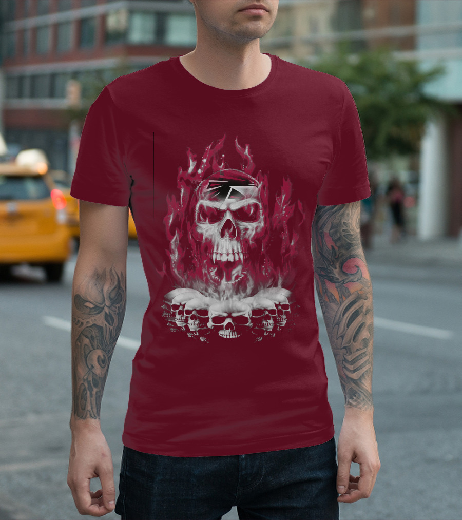 Atlanta Falcons 57 Flaming Skull T-Shirt