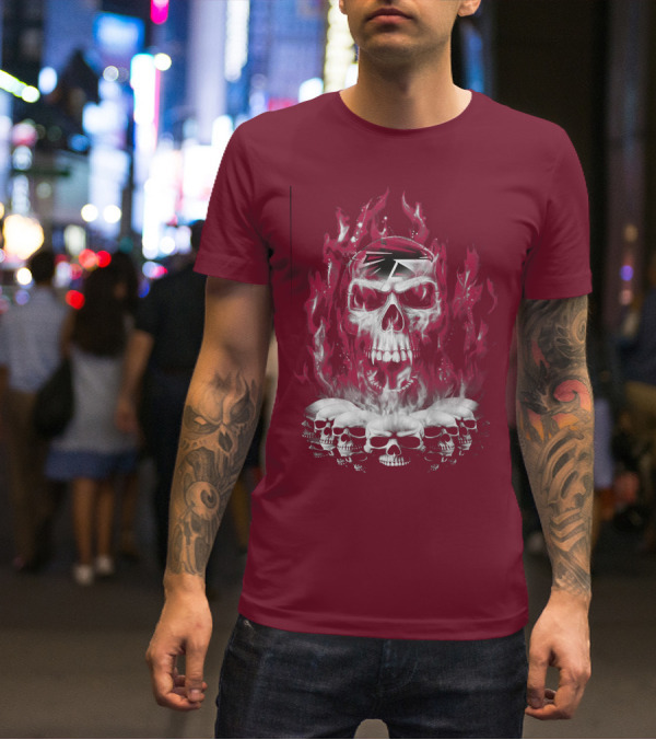 Atlanta Falcons 57 Flaming Skull T-Shirt