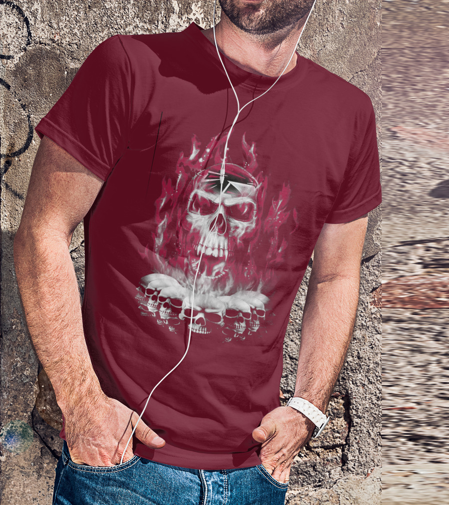 Atlanta Falcons 57 Flaming Skull T-Shirt