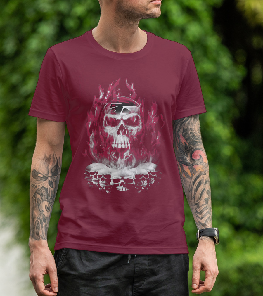 Atlanta Falcons 57 Flaming Skull T-Shirt