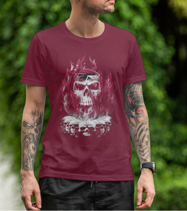 Atlanta Falcons 57 Flaming Skull T-Shirt