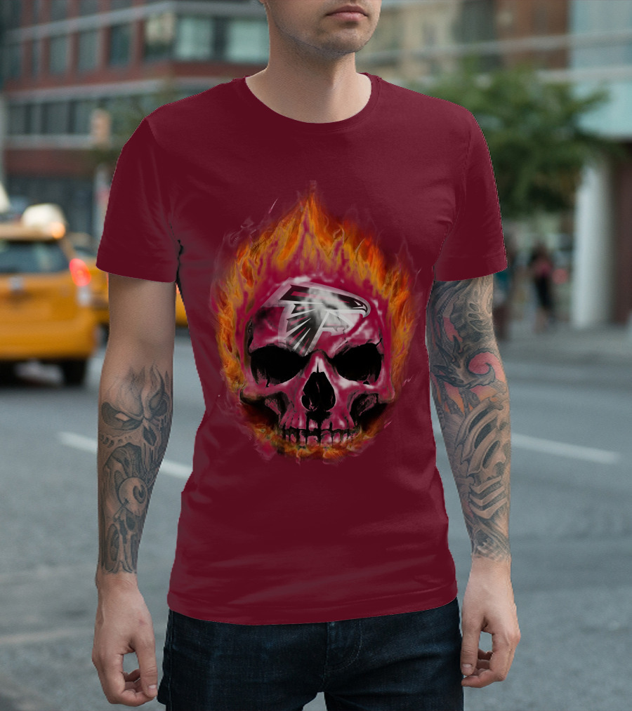 Atlanta Falcons Flaming Skull T-Shirt