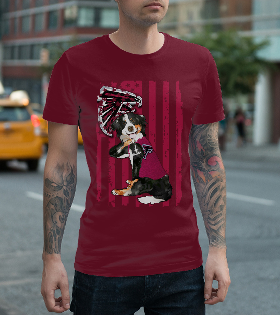Atlanta Falcons Border Collie I Love Mom T-Shirt