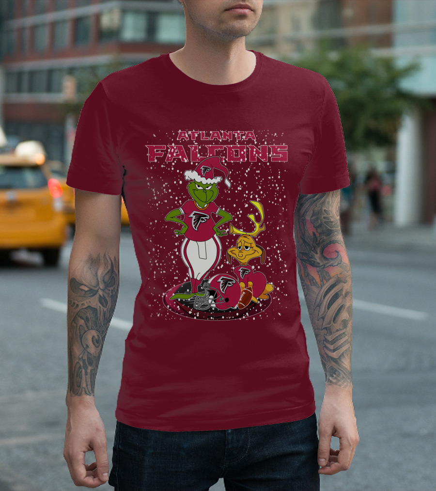 Atlanta Falcons Grinchxmas Snowy Holiday Characters T-Shirt