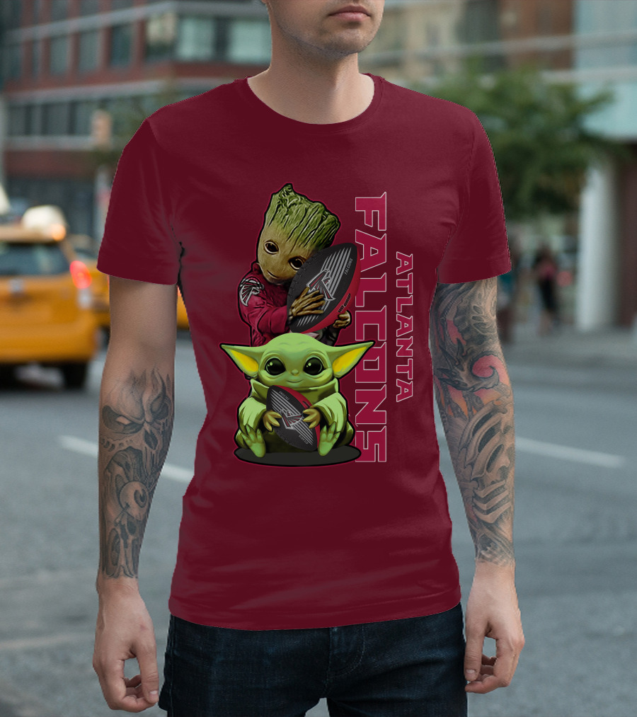 Grzd Atlanta Falcons Groot Baby Yoda Football T-Shirt