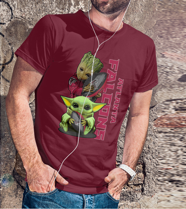 Grzd Atlanta Falcons Groot Baby Yoda Football T-Shirt