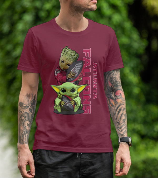 Grzd Atlanta Falcons Groot Baby Yoda Football T-Shirt