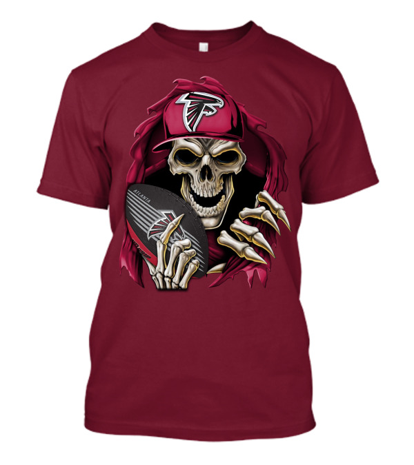 Skullbong Atlanta Falcons Skeleton With Football And Cap T-Shirt
