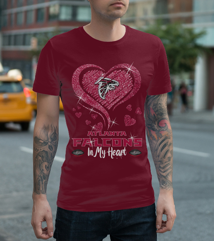 Atlanta Falcons Sparkling Heart Design In My Heart T-Shirt