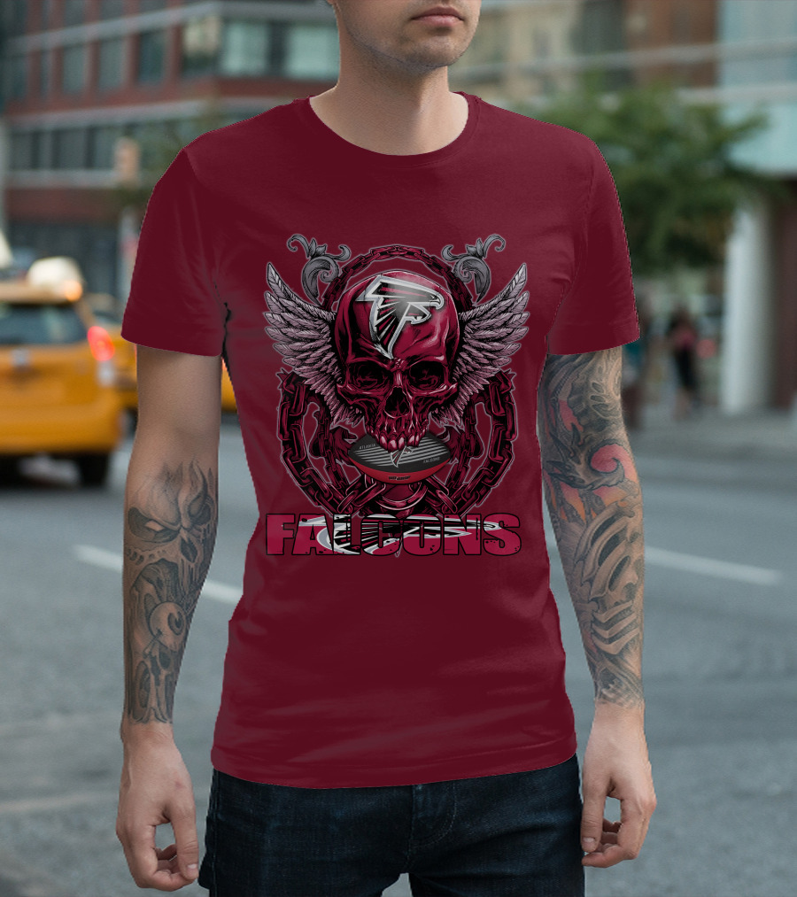 Skullfb Atlanta Falcons Winged Skull T-Shirt