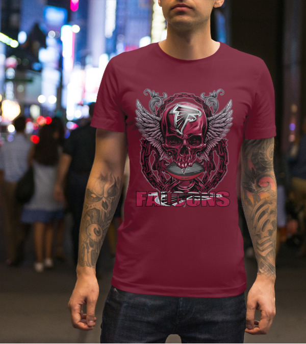 Skullfb Atlanta Falcons Winged Skull T-Shirt