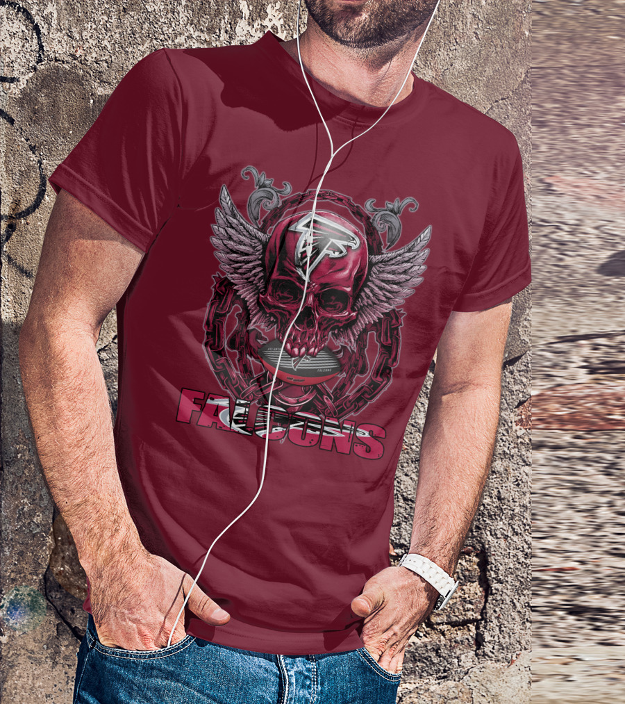 Skullfb Atlanta Falcons Winged Skull T-Shirt