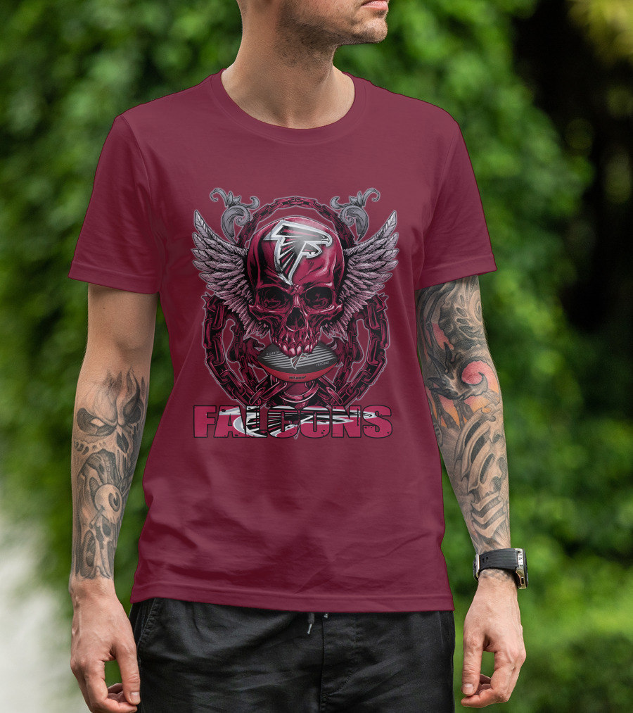 Skullfb Atlanta Falcons Winged Skull T-Shirt