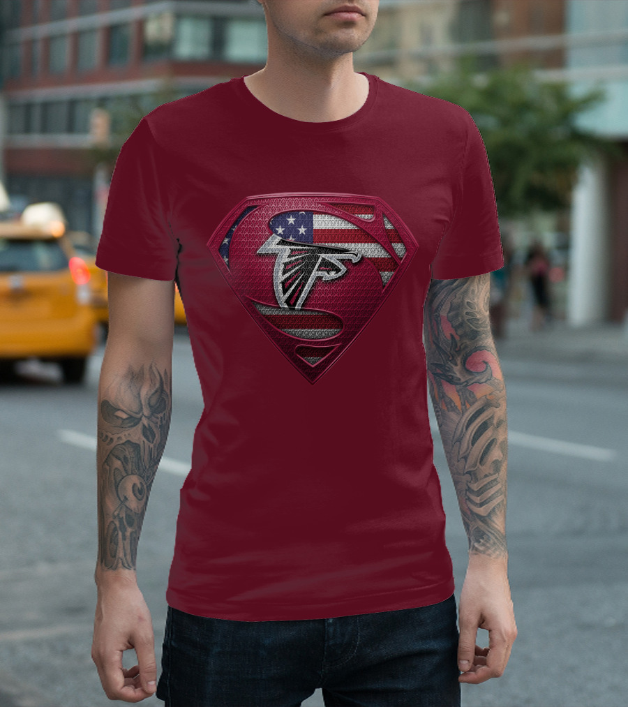 Spm Atlanta Falcons American Flag Superman T-Shirt