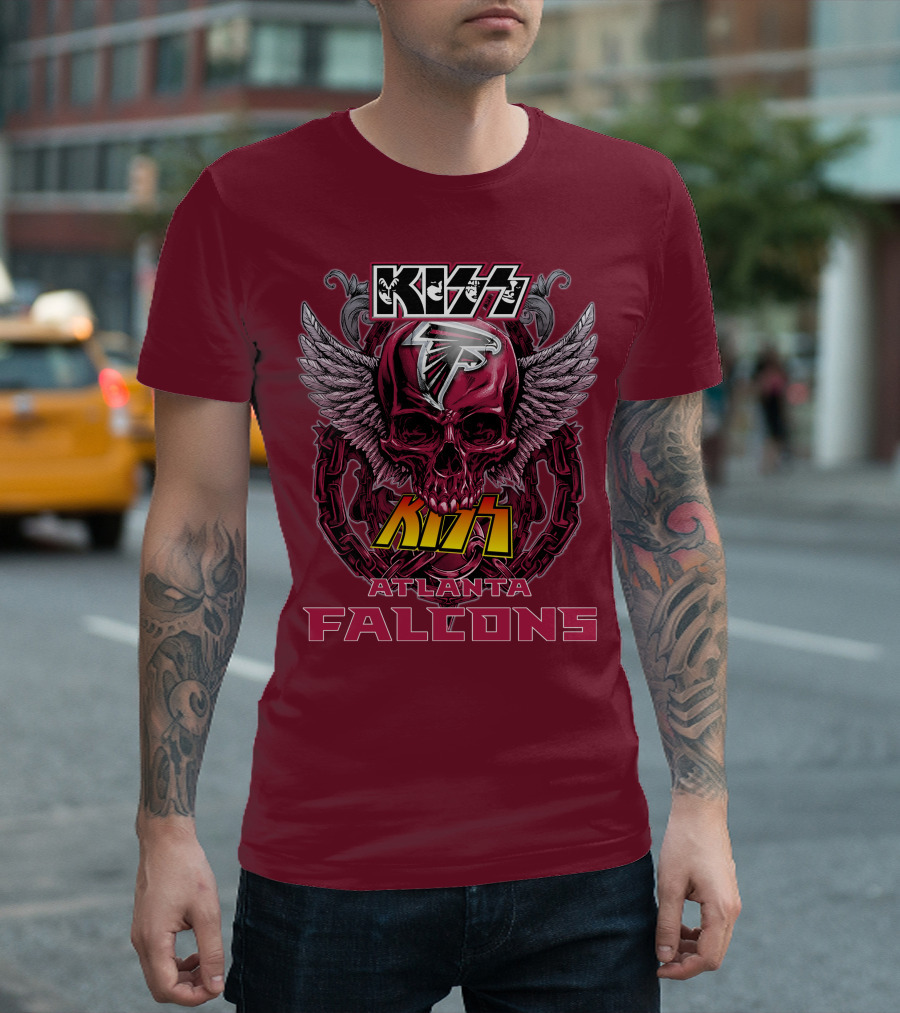 Kiss Atlanta Falcons Skull Winged T-Shirt