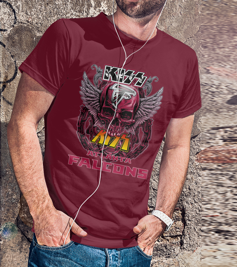 Kiss Atlanta Falcons Skull Winged T-Shirt