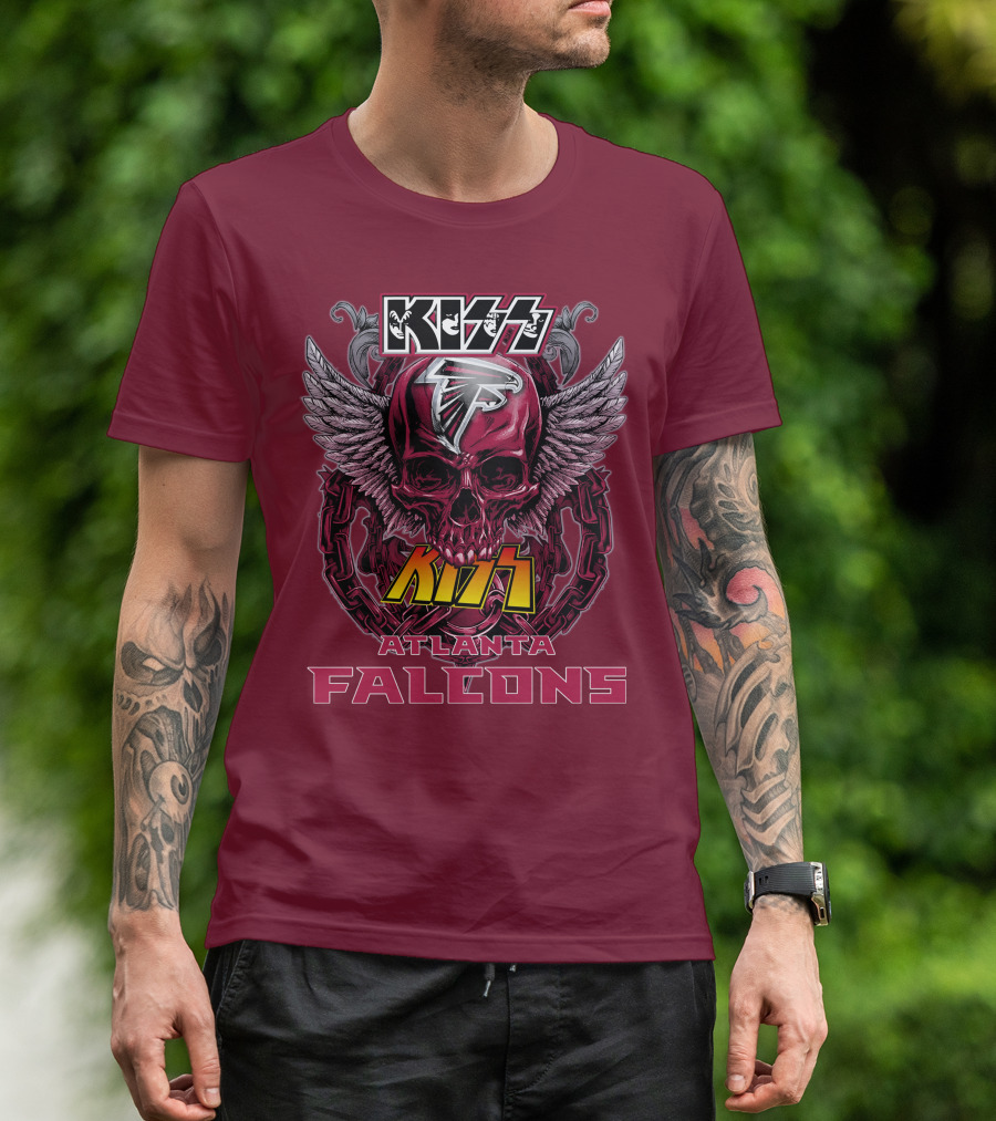 Kiss Atlanta Falcons Skull Winged T-Shirt