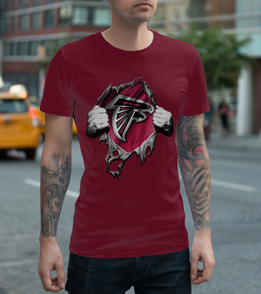 Atlanta Falcons Ripped Logo Inside Torn T-Shirt